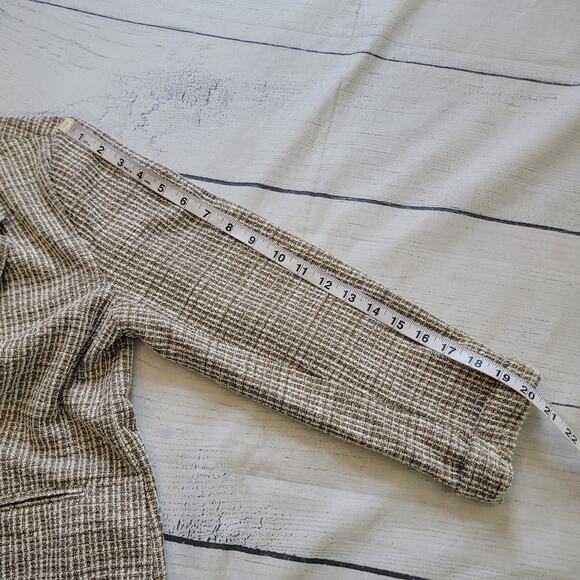 Nanette Lapore Size M Brown Tweed Open Front Blazer Office Mature Neutral - Picture 7 of 8